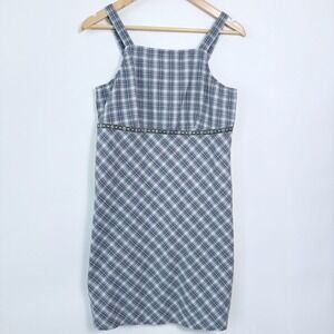 Vintage Xhilaration Plaid Square Neck Mini Sundress Size Medium Cottage Preppy